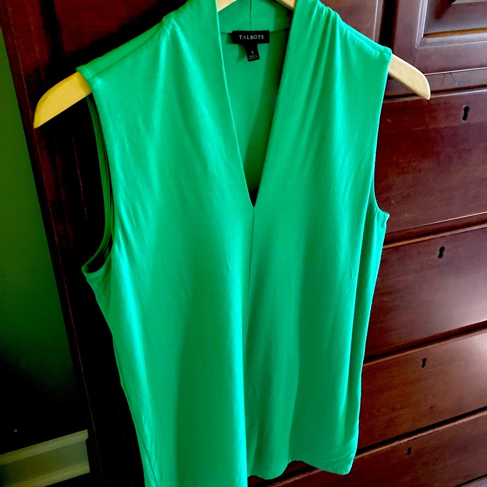 Talbots sophisticated sleeveless V-neck top.